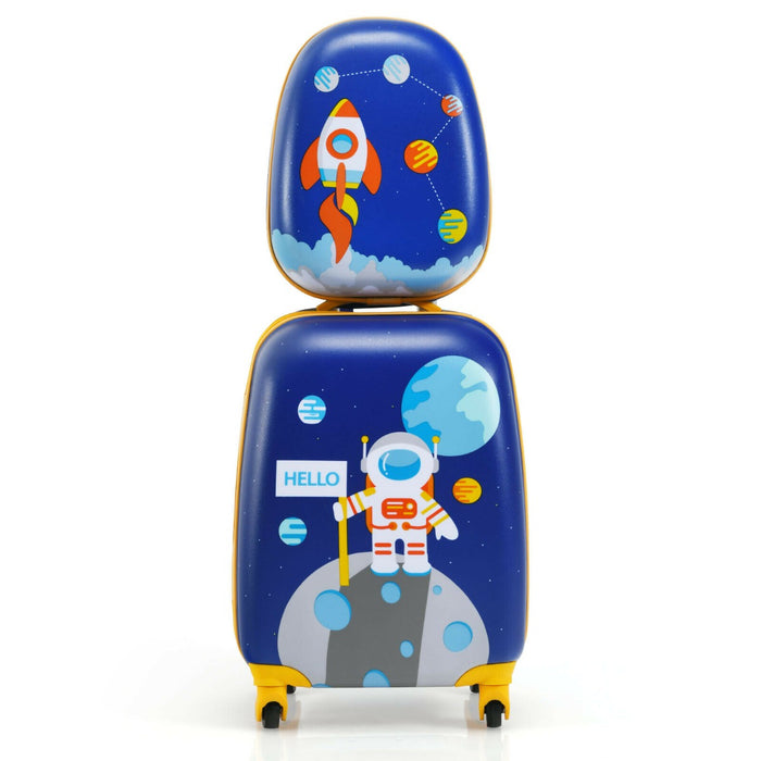 2Pcs Kids Luggage Set - With Wheels and Height Adjustable Handle - Ideal for Traveling Kids