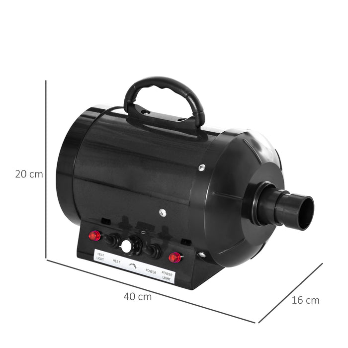 2800W Pet Hair Dryer with 3 Nozzles - High-Power Dog Grooming Blaster and Water Blower, Black - Ideal for Home or Professional Pet Care