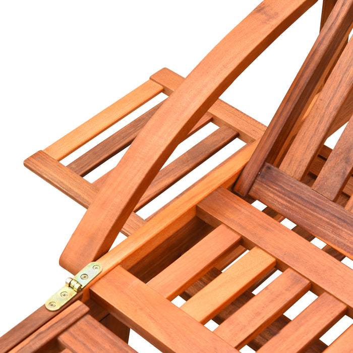 Foldable Wooden Sun Lounger with Wheels - Outdoor Patio Recliner and Day Bed - Relaxation and Comfort for Garden Deck