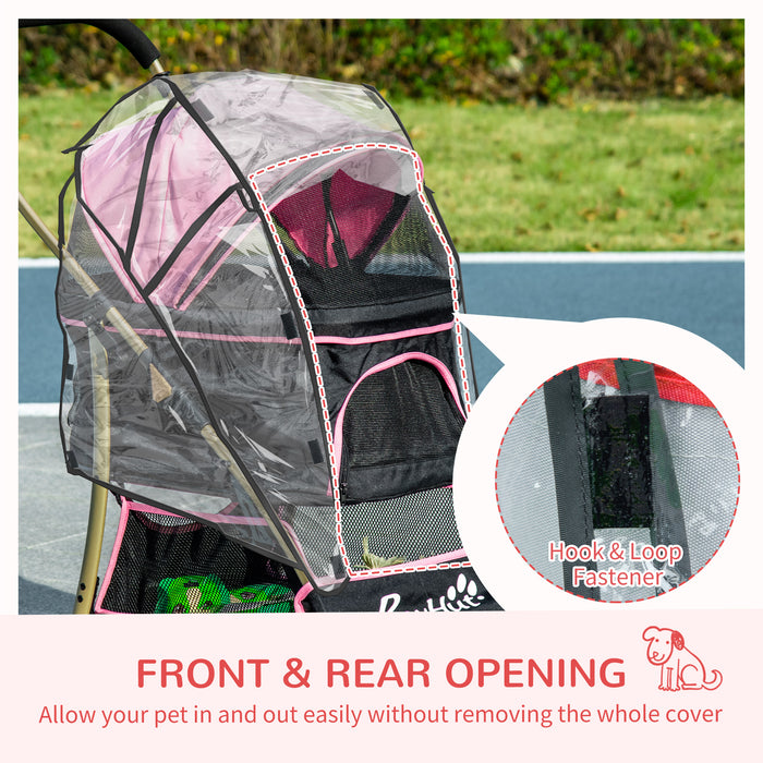 3-in-1 Detachable Pet Stroller - Foldable Cat/Dog Pushchair with Rain Cover, Universal Wheels, Brake, Canopy & Basket - Ideal for Pet Transport & Outdoor Travel