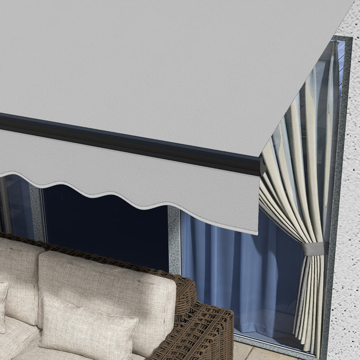 Aluminium Frame Electric Awning 3.5x2.5m - Retractable Sun Canopy for Patio and Window in Light Grey - Outdoor Shade Solution for Homeowners