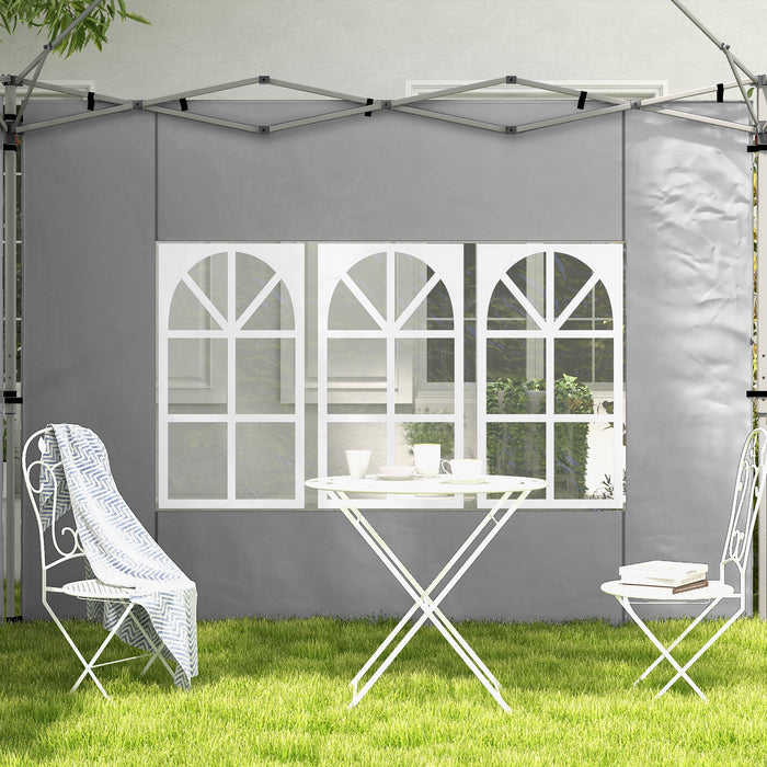 Gazebo Side Panels with Window - Fits 3x3m or 3x4m Pop Up Gazebos, Grey, 2-Pack - Easy Install Weather-Resistant Side Replacements for Outdoor Protection