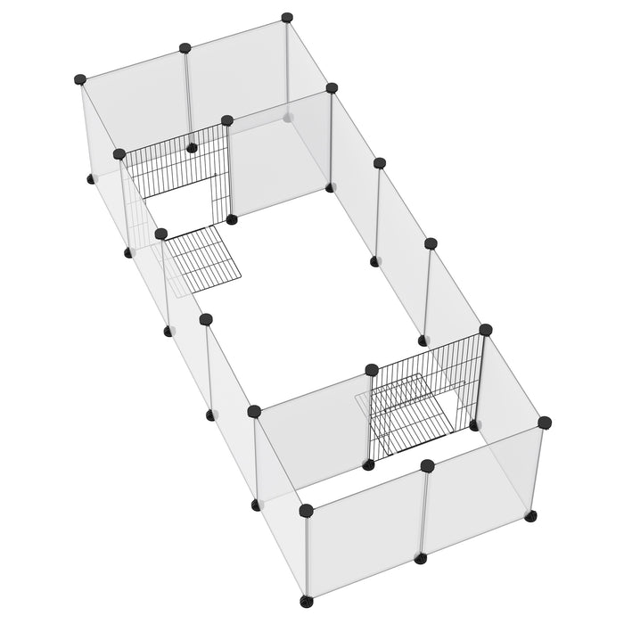 DIY Small Animal Playpen - 18-Panel Portable Metal Wire Cage for Pets - Ideal for Guinea Pigs, Hedgehogs, Indoor/Outdoor Use, 175x70x45cm, White