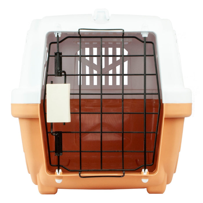 Hardshell Transport Crate for Small Pets - Durable Brown Travel Carrier - Ideal for Cats and Small Dogs