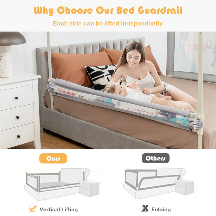 175CM Baby Bed Rail Guard - Double Safety Lock and Adjustable Height in Dark Grey - Ideal Protection for Your Child's Sleep Time