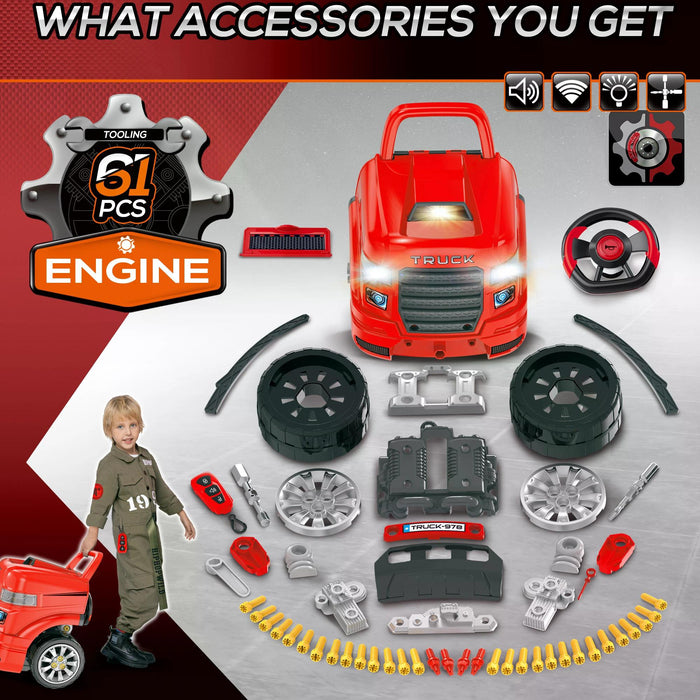 Toddler Educational Car Service Station Playset - Take Apart Workshop with RC Car Key and Lights - Perfect for Kids Aged 3-5 Years Old
