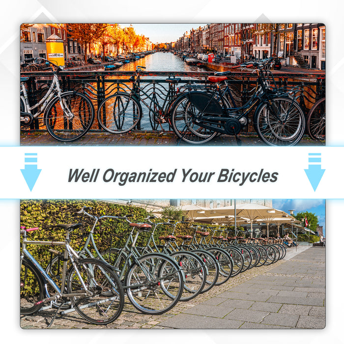 Bicycle Parking Stand - Secure Floor/Wall Mount Cycle Rack with Locking Feature, 76x33x27 Inches - Ideal for Organizing Garage Space & Protecting Bikes