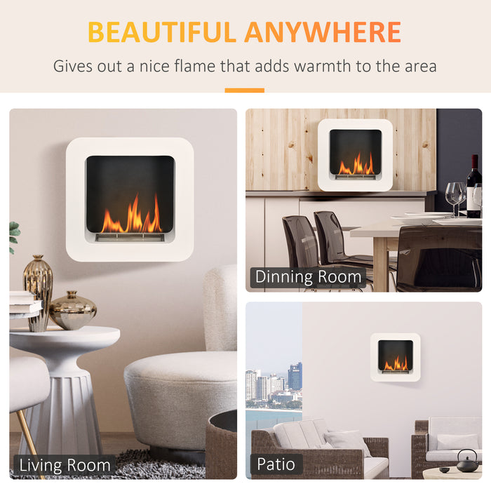 Wall Mounted Ethanol Fireplace - Bioethanol Heater with 1L Tank and 2.5 Hour Burning Time - Cozy Ambiance for Modern Home Spaces