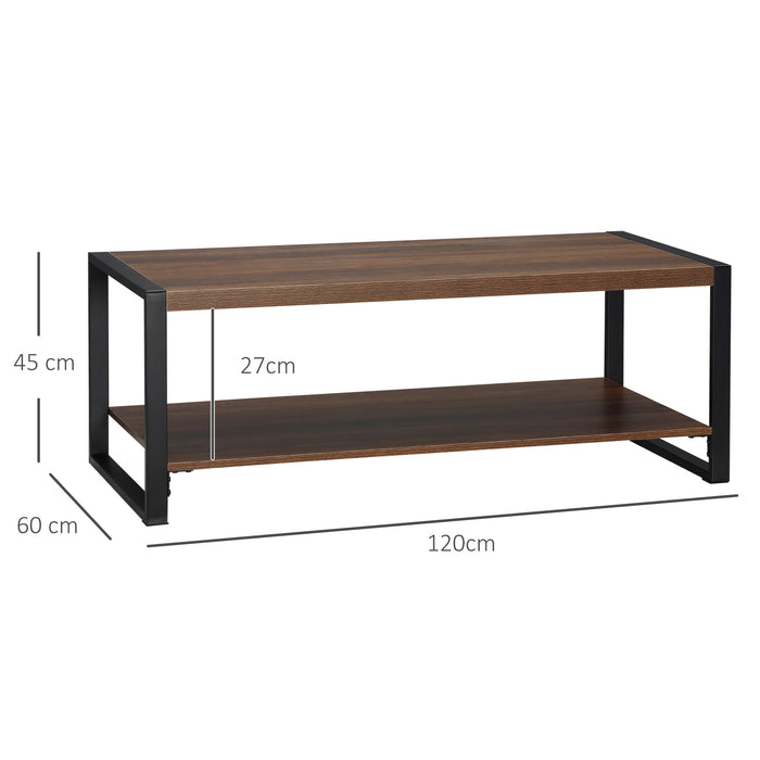Industrial Style Coffee Table with Storage Shelf - Sturdy Steel Frame & Spacious Surface 120cmx60cmx45cm - Ideal for Living Room Organization
