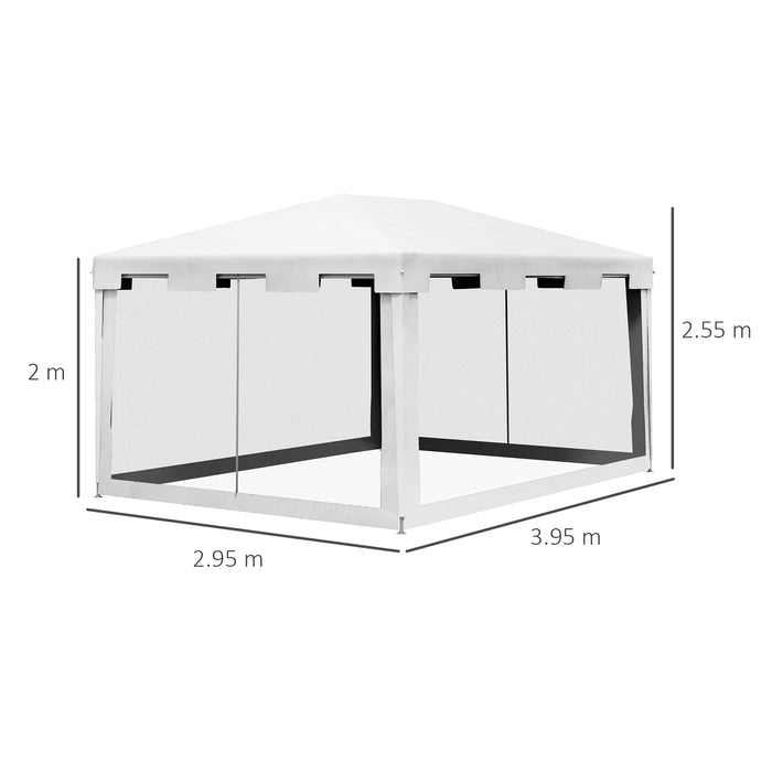 Waterproof PE Canopy Shade - 4x3m Outdoor Party Tent Wedding Gazebo with Panels - Ideal for Events & Garden Gatherings