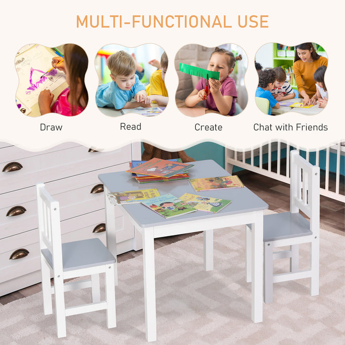 3-Piece Kids Table and Chair Set - Toddler Multi-use Desk for Arts, Crafts, Study, Snack Time - Easy Assembly, Perfect for Indoor Activities