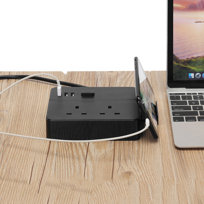 Brand & Model - 3-Port USB Extension Socket with 1.5M Cord & 2500W 10A Power Capacity - Ideal Desktop Charging Stand for US/UK/EU Plugs
