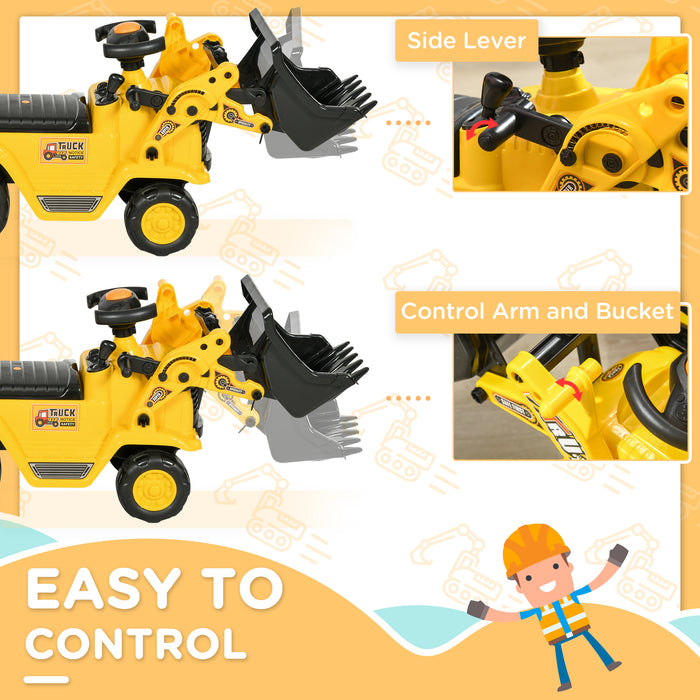 3 in 1 Ride-On Bulldozer, Digger, and Tractor - Pulling Cart and Pretend Play Construction Truck - Ideal for Creative Kids Outdoor Play