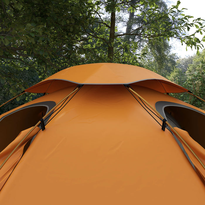 Lightweight Aluminum Frame Dome Camping Tent - 2000mm Waterproof with Removable Rainfly - Ideal for 1-2 Person Outdoor Adventures, Orange