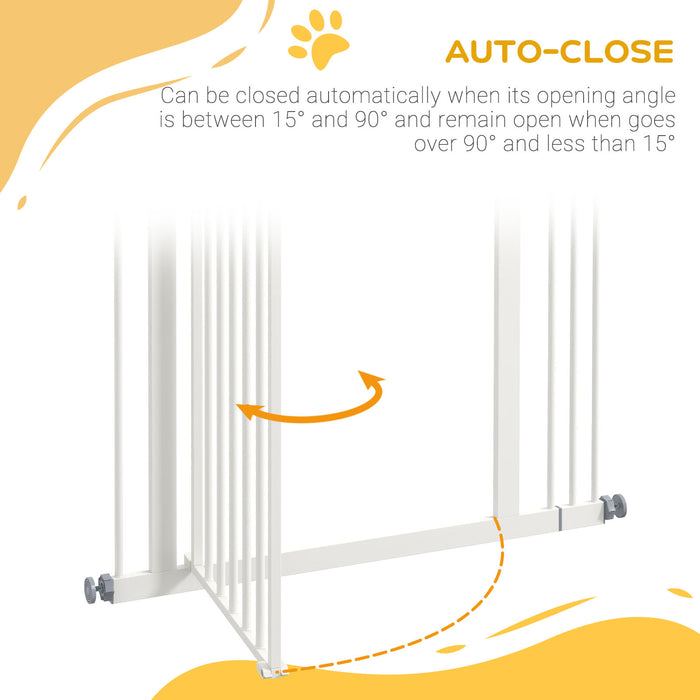 Folding Metal Pet Safety Gate - Dog Barrier with Secure Lock, White - Ideal for Indoor Pet Containment