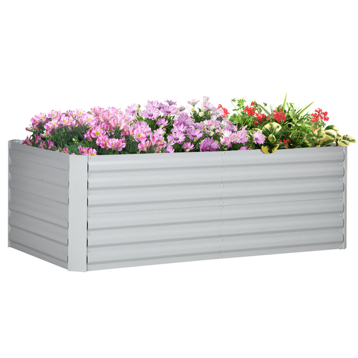 Galvanised Steel Raised Garden Beds - Durable Outdoor Planters with Reinforced Support Rods, 180x90x59 cm - Ideal for Garden Enthusiasts & Urban Farming