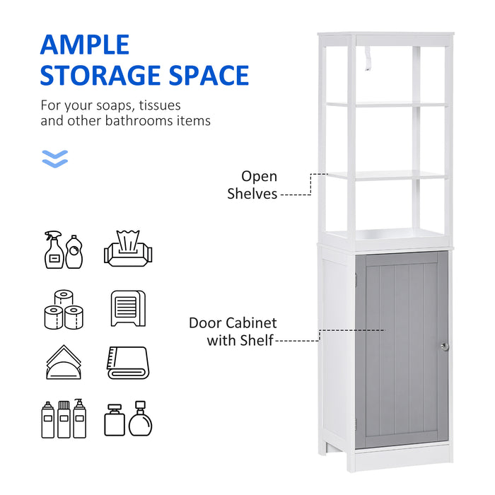 Slimline Tallboy Storage Cabinet - Free Standing, Multi-Purpose Organizer for Bathroom, Kitchen, Living Room - Space-Saving Solution for Home Organization
