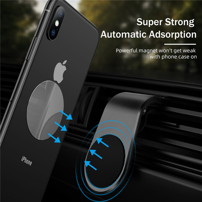 Magnetic Car Phone Holder Stand - 360 Metal Air Vent Mount for iPhone 14, 13, Samsung S22, Xiaomi 12S - Ideal for Hands-Free Driving