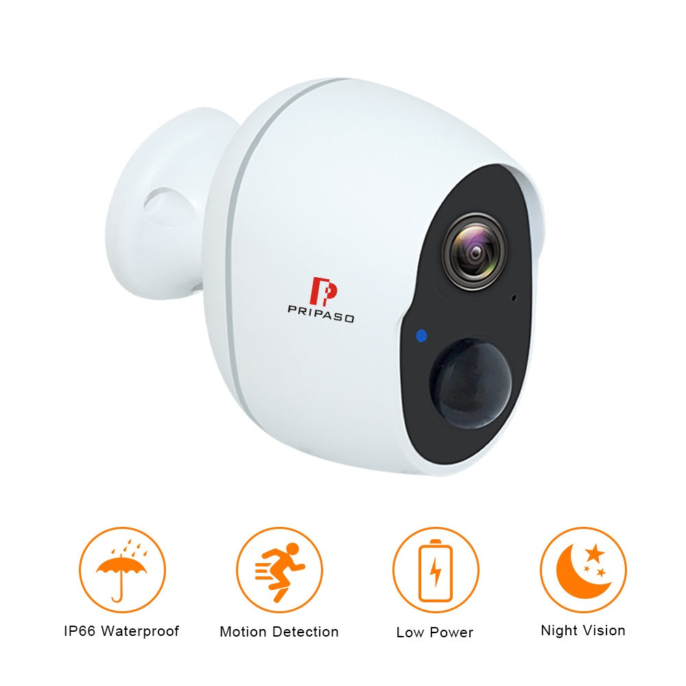 Pripaso 1080P Wireless Camera - IP CCTV Outdoor/Indoor, Waterproof, Rechargeable, Home Security - Perfect for Monitoring and Safety Needs