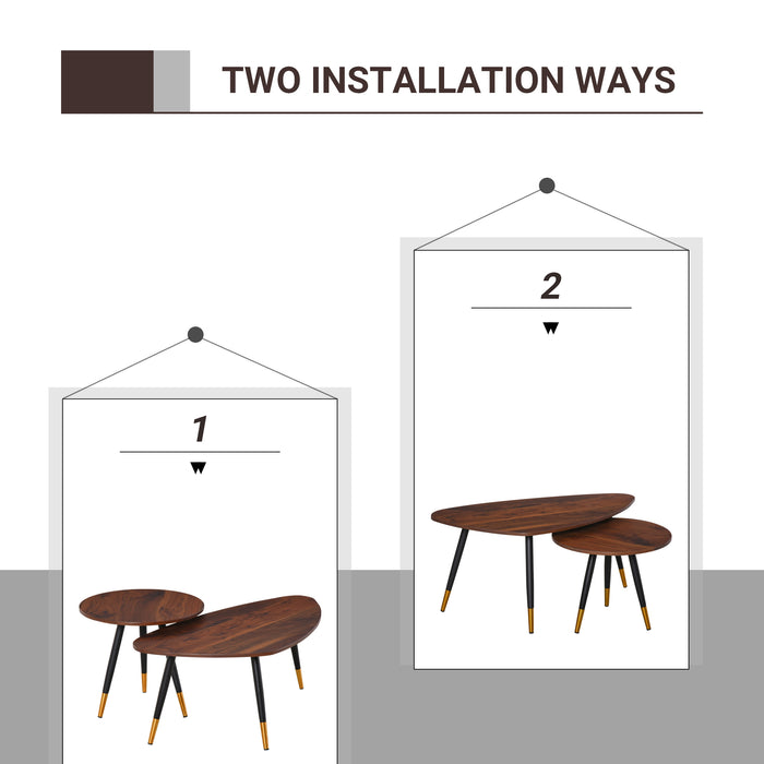 Vintage Style Nesting Tables Set of 2 - Triangle End & Coffee Tables for Decor - Versatile Occasional Stands for Living Room, Home, and Office
