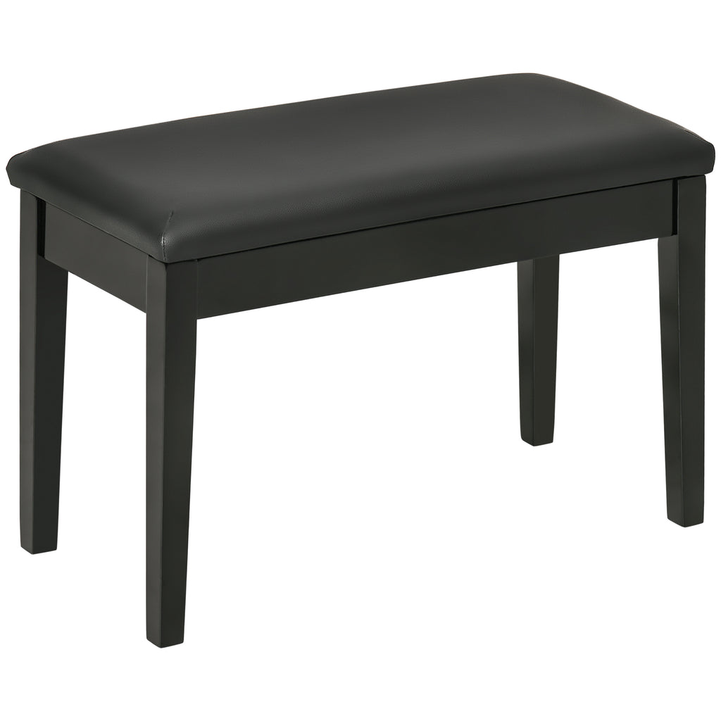 Classic Piano Bench - Comfortable PU Leather Padded Keyboard Stool with Storage, Rubber Wood Legs - Ideal for Musicians and Home Use