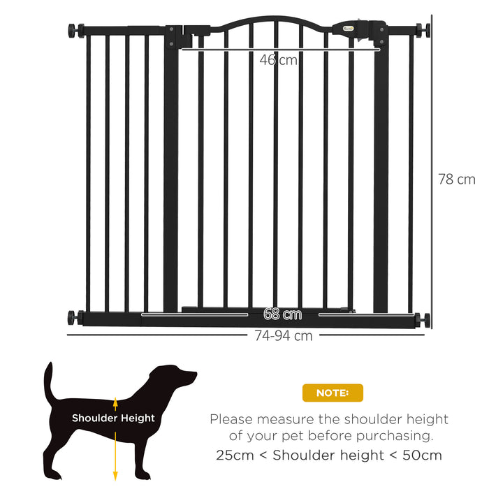 Adjustable 74-94cm Metal Pet Gate with Auto-Close Feature - Safety Barrier Door for Dogs & Cats - Prevent Pets from Roaming Unsupervised