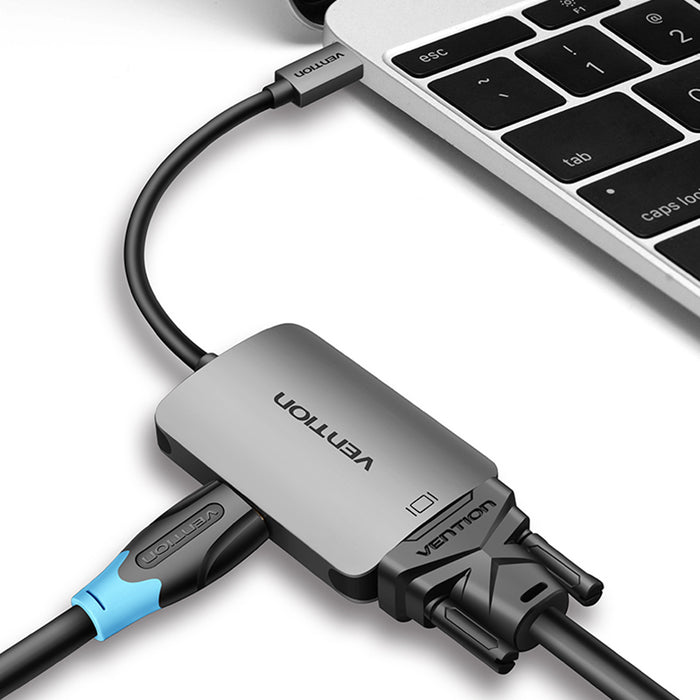 Vention CGKHA USB-C Hub - Type-C to HDMI 4K 1080P 60Hz Adapter & VGA Converter - Ideal for TV Projectors and Hub Connections