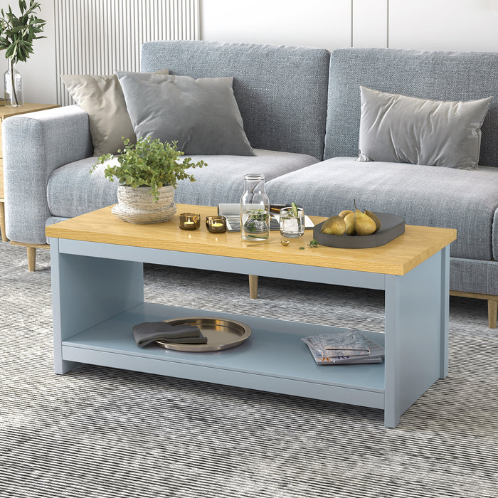 Retro Rustic Coffee Table - Open Display Wood Effect Tabletop with Chic Storage - Perfect for Living Room Aesthetics