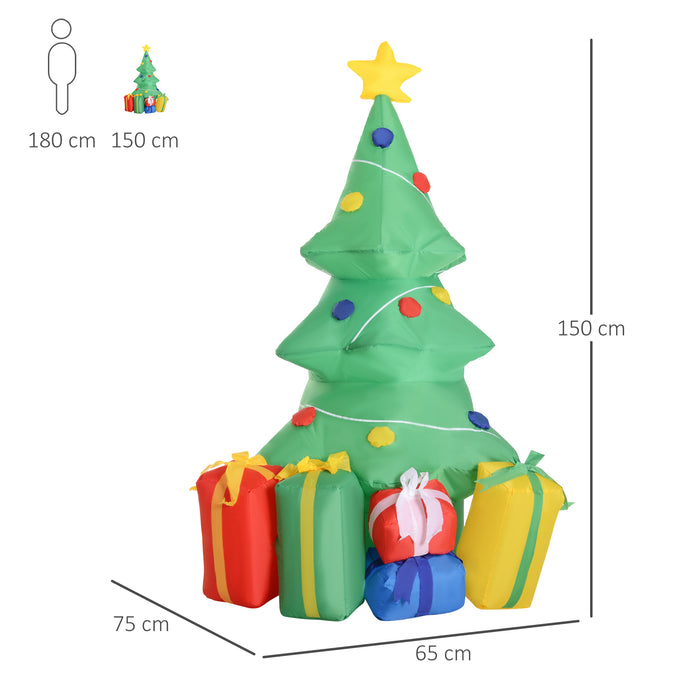 Inflatable 1.5m Holiday Decoration - Christmas Tree with Built-in LED Lights - Festive Display for Home & Yard
