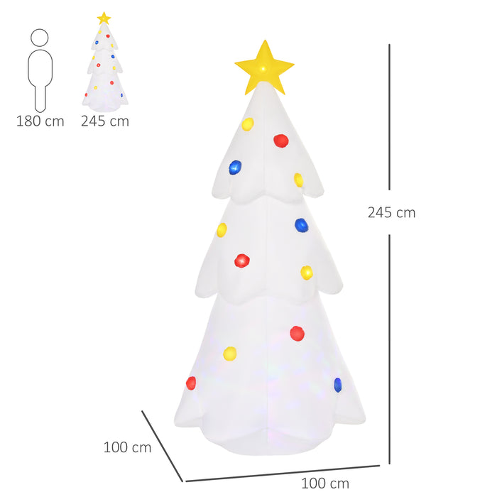 Inflatable 2.5m Christmas Tree with Star Topper - Multicolored LED Decorations, Indoor/Outdoor Holiday Display - Perfect for Garden, Lawn, and Party Decoration