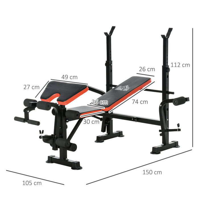 Multifunctional Adjustable Weight Bench - Leg Developer and Barbell Rack Included for Weightlifting and Strength Training - Ideal Home Gym Equipment for Fitness Enthusiasts