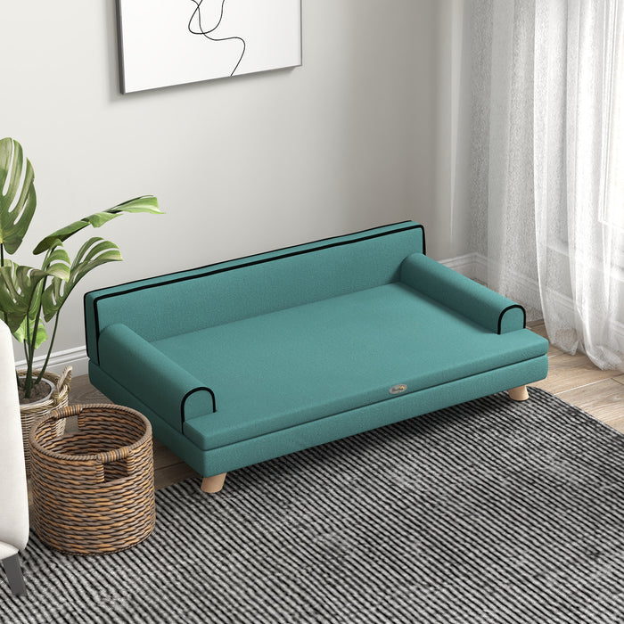 Pet Chair Bed with Elevated Legs - Water-Resistant Fabric Dog Sofa in Green, Large & Medium Sizes, 100x62x32 cm - Comfortable Resting Spot for Your Canine Friend