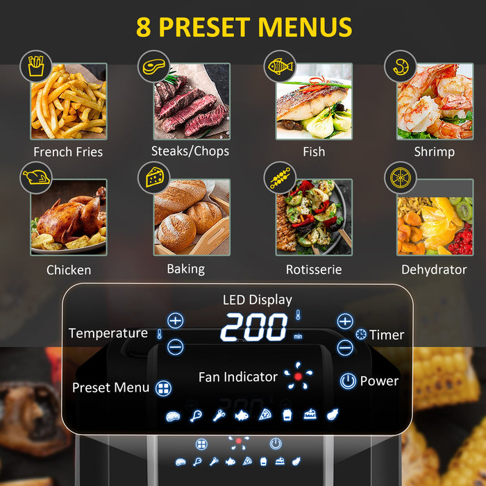 1700W 6.5L Digital Air Fryer - Rapid Air Circulation with Adjustable Temperature and Timer, Nonstick Basket - Healthy Cooking for Family Dinners