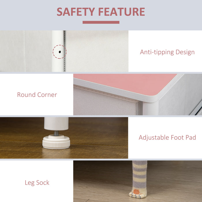 6-Fabric Drawer Dresser - Sturdy Metal Frame and Wooden Top Chest of Drawers - Space-Saving Cloth Organizer for Kids Room, Living Room in Pink