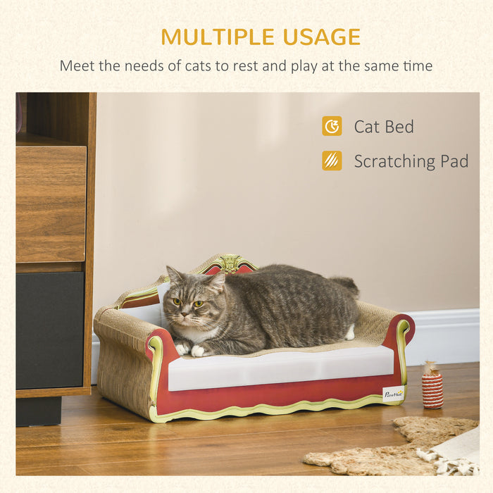 Eco-Friendly Cat Scratching Board - Durable Cardboard Lounge and Bed Combo with Catnip Included - Perfect for Cat Scratching, Lounging, and Napping (58 x 29.5 x 29cm)