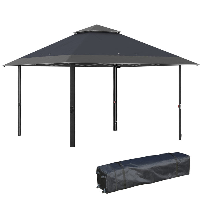 4x4m Double Roof Pop-Up Gazebo - UV-Proof Canopy Tent with Roller Bag & Adjustable Legs, Steel Frame - Ideal for Outdoor Parties and Events, Grey