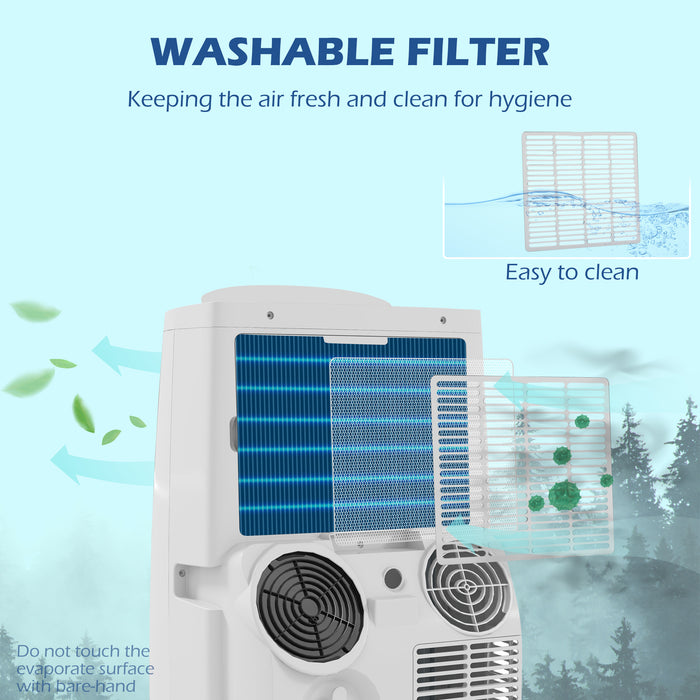 14,000 BTU Portable Air Conditioning Unit - Cools & Dehumidifies Rooms Up to 40m², 24-Hour Timer, Casters for Easy Movement - Ideal for Home & Office Use