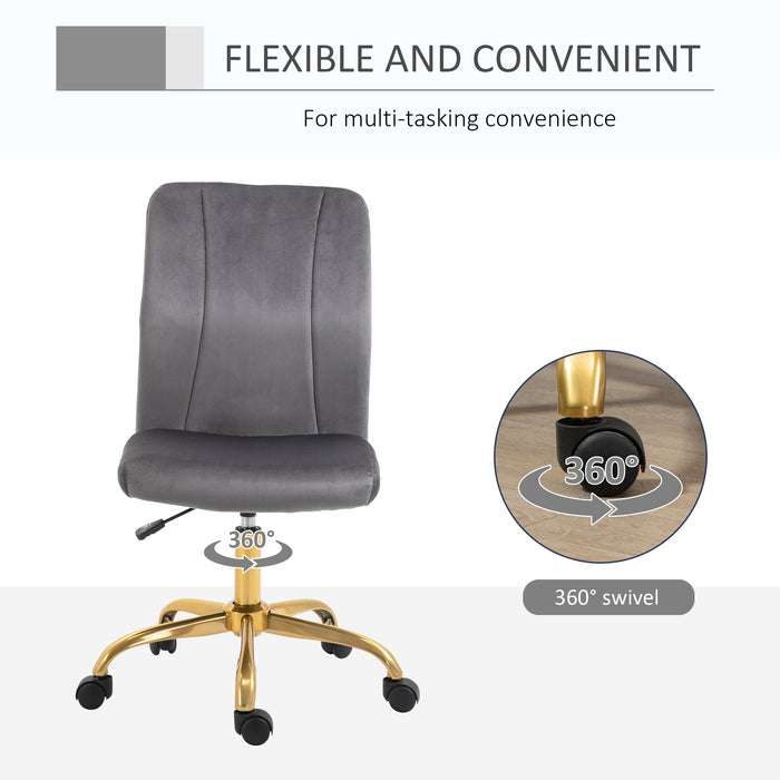 Ergonomic Velvet Office Desk Chair - 360° Swivel Wheels, Height-Adjustable Seat - Comfortable Computer Chair for Work and Study