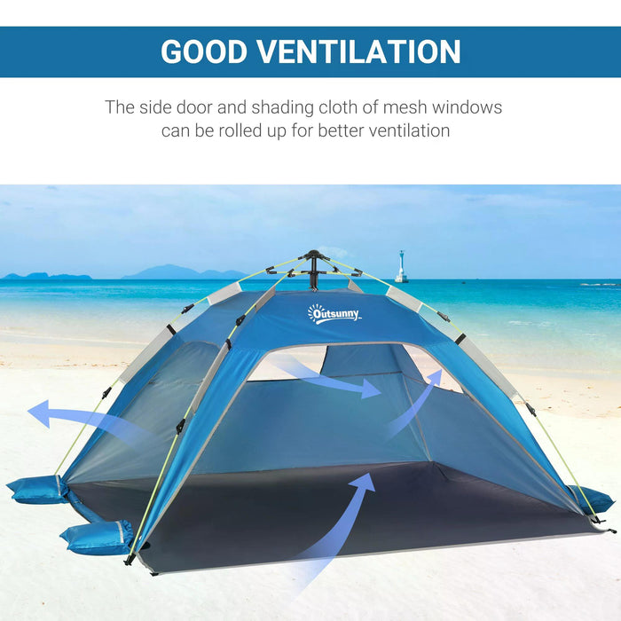 Pop-Up Beach Tent Model XT100 - 1-2 Person Sun Shade Canopy with UV Protection and Waterproof Design - Portable Shelter with Ventilating Mesh Windows for Outdoor Enthusiasts