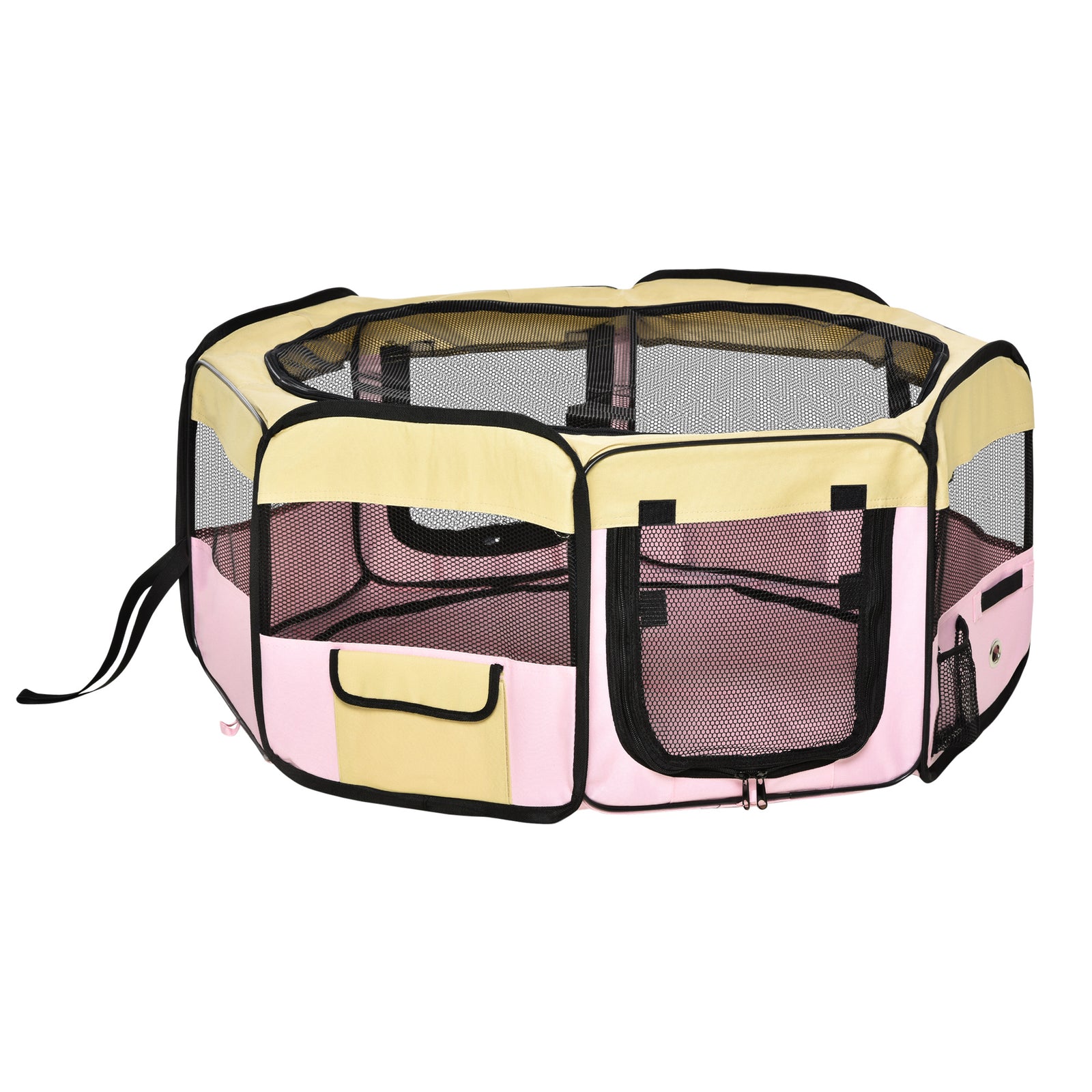 Small Pink Fabric Pet Playpen - L37 x H37cm x D90cm Portable Enclosure for Dogs, Cats, Rabbits, Guinea Pigs - Ideal for Indoor/Outdoor Play and Exercise