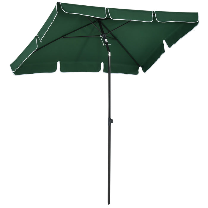 Rectangular Aluminium Patio Sun Umbrella - 2M x 1.25M with Tilt Feature, Green - Ideal for Garden Shade and UV Protection