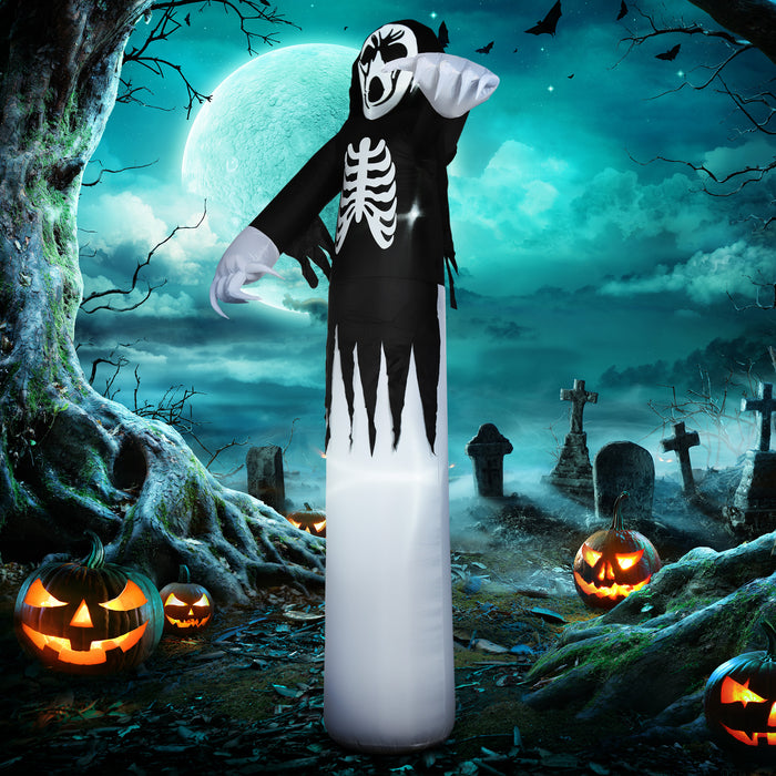 Inflatable 12ft Halloween Skeleton Ghost - Blow-Up Yard Decoration with LED Lighting and Disco Effect - Perfect for Spooky Outdoor Festivities