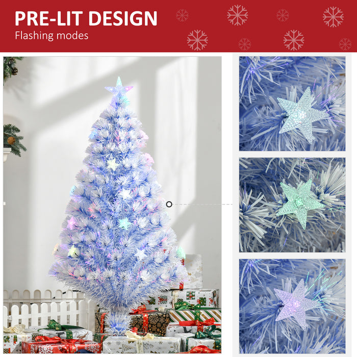 Artificial Fiber Optic Christmas Tree with 26 LED Lights - Pre-Lit White and Blue Decor, 4 Feet Tall - Festive Holiday Decor for Home and Office