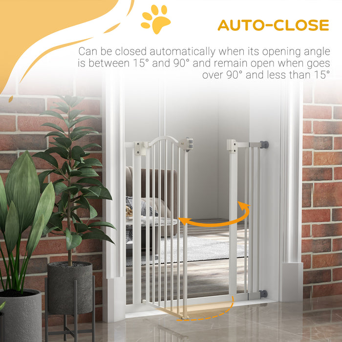 Adjustable Metal Pet Gate 74-87cm - Auto-Close Safety Barrier for Dogs & Cats - Ideal for Home Doorways & Staircases