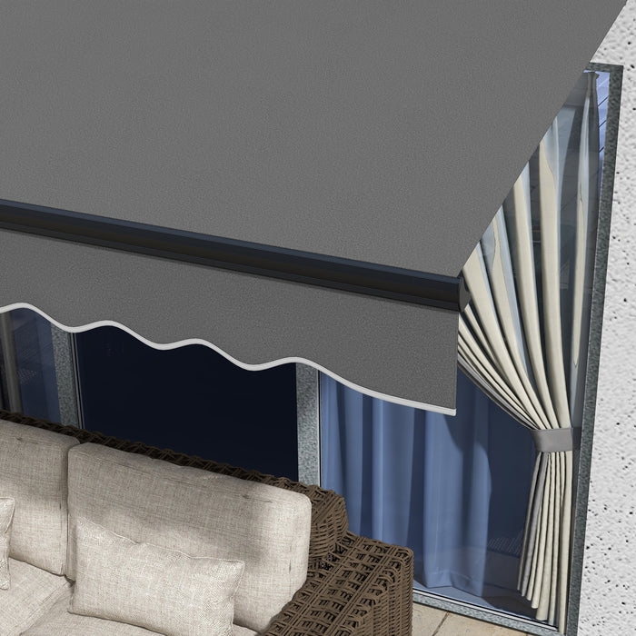 Aluminium Frame Electric Awning 3.5 x 2.5m - Retractable Sun Canopy for Patio & Window, Dark Grey - Ideal Outdoor Shade Solution for Homeowners