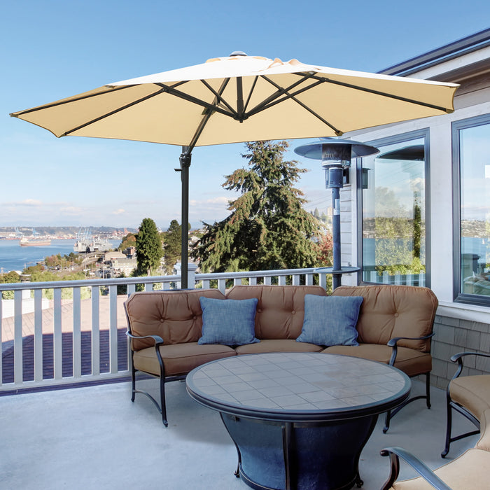 3(m) Patio Offset Parasol - Roma Umbrella with 360° Cantilever Rotation and Cross Base for Versatile Hanging Sun Shade - Ideal Shelter for Outdoor Leisure Spaces