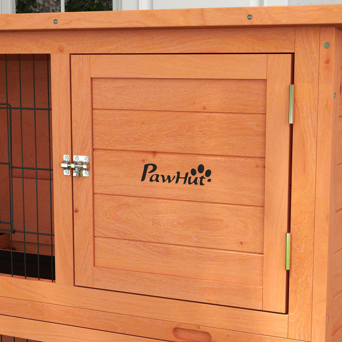 2-Tier Antiseptic Wooden Rabbit Hutch with Outdoor Run - Enhanced Protection, Durable Construction, Pet-Friendly Design - Ideal for Rabbit Safety and Comfort in Outdoor Environments
