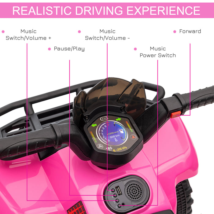 Pink 6V Battery-Powered ATV Ride-On for Toddlers - Four Wheeler with Real Working Headlights, Motorcycle Design - Fun Outdoor Play for Ages 18-36 Months Kids