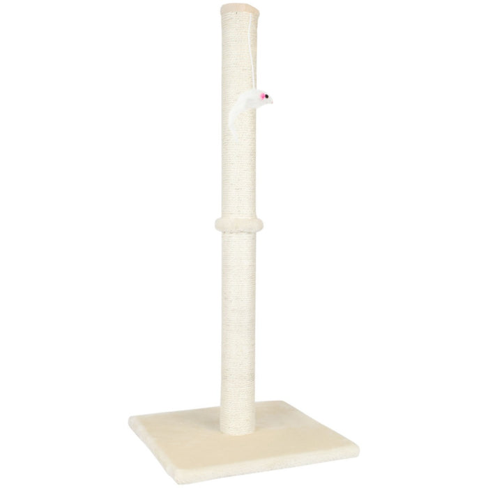 Cat Scratching Tower - Beige Tall Durable Sisal-Covered Post with Sturdy Base - Ideal for Claw Maintenance and Feline Exercise