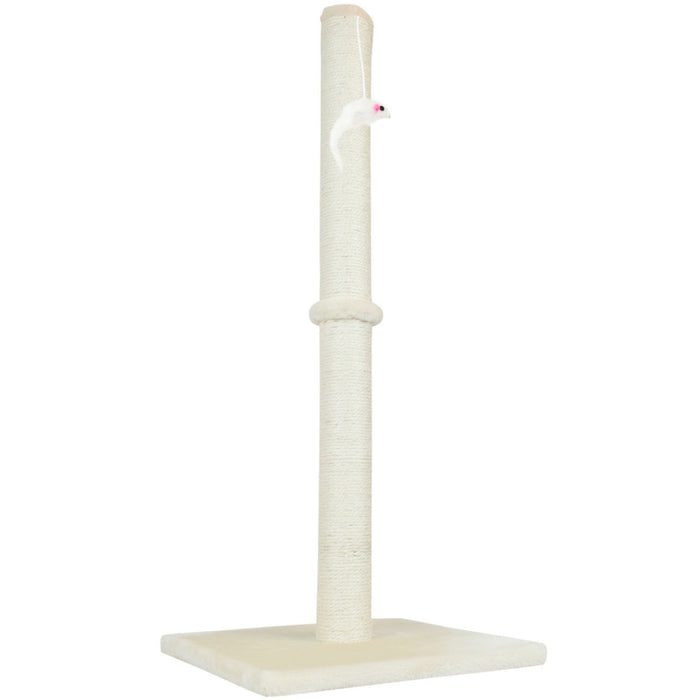 Cat Scratching Tower - Beige Tall Durable Sisal-Covered Post with Sturdy Base - Ideal for Claw Maintenance and Feline Exercise